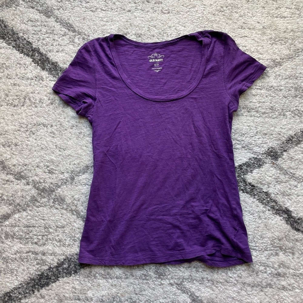 Dark Purple Scoop Neck Top